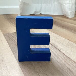 BOGO 🥳 Blue Wooden Letter 'E' Home Decor Table Top Bookshelf Decor - kids teen
